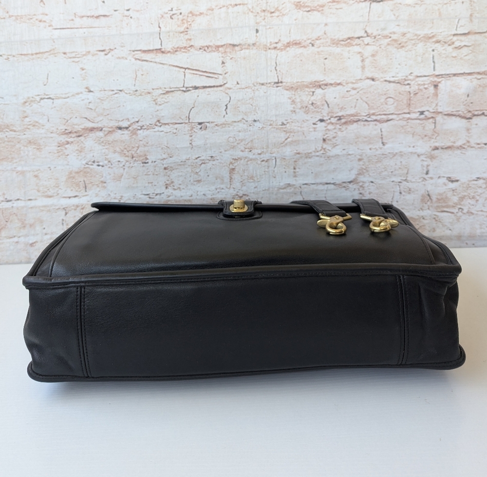 Coach  Vintage Lenox Black Leather Briefcase with Gold Accents - Picture 11 of 16